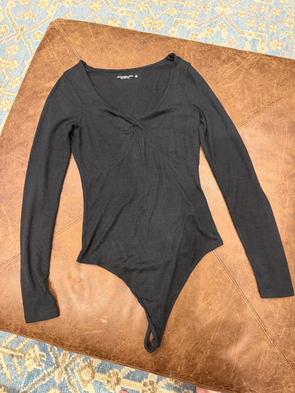 Abercrombie & Fitch Black Long-Sleeve Scoop-Neck Bodysuit